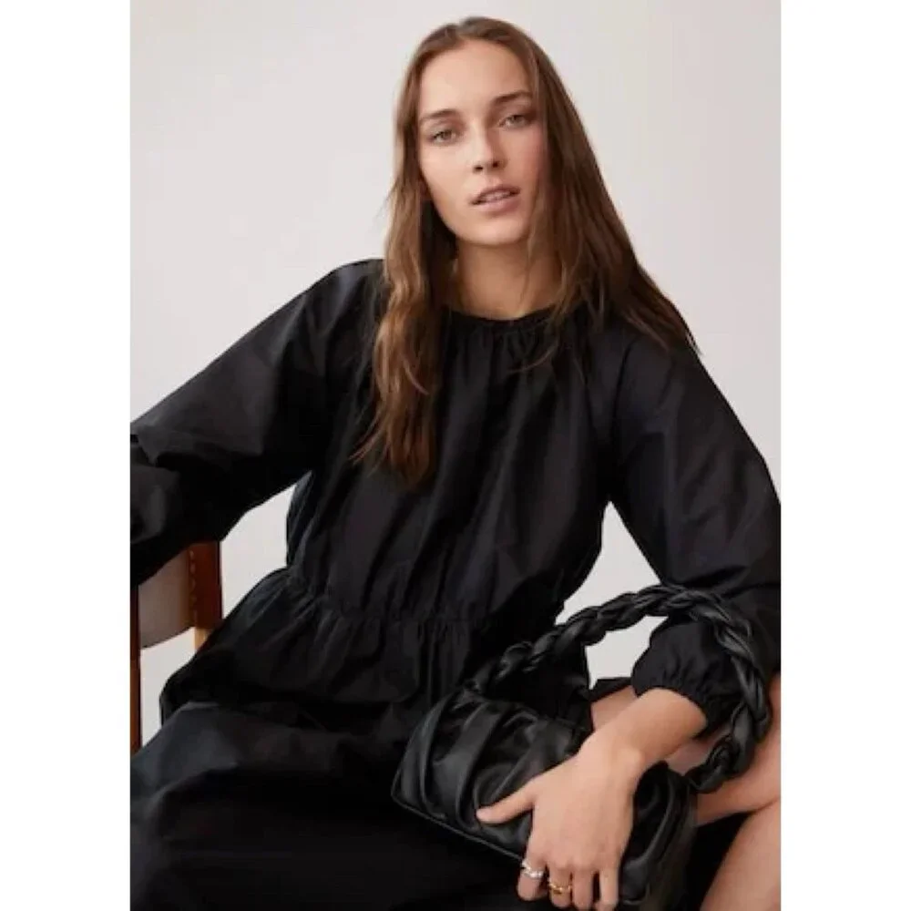 Mango Twisted Strap Baguette Bag Small Underarm Shoulder Bag Zipper Closure - Picture 3 of 14